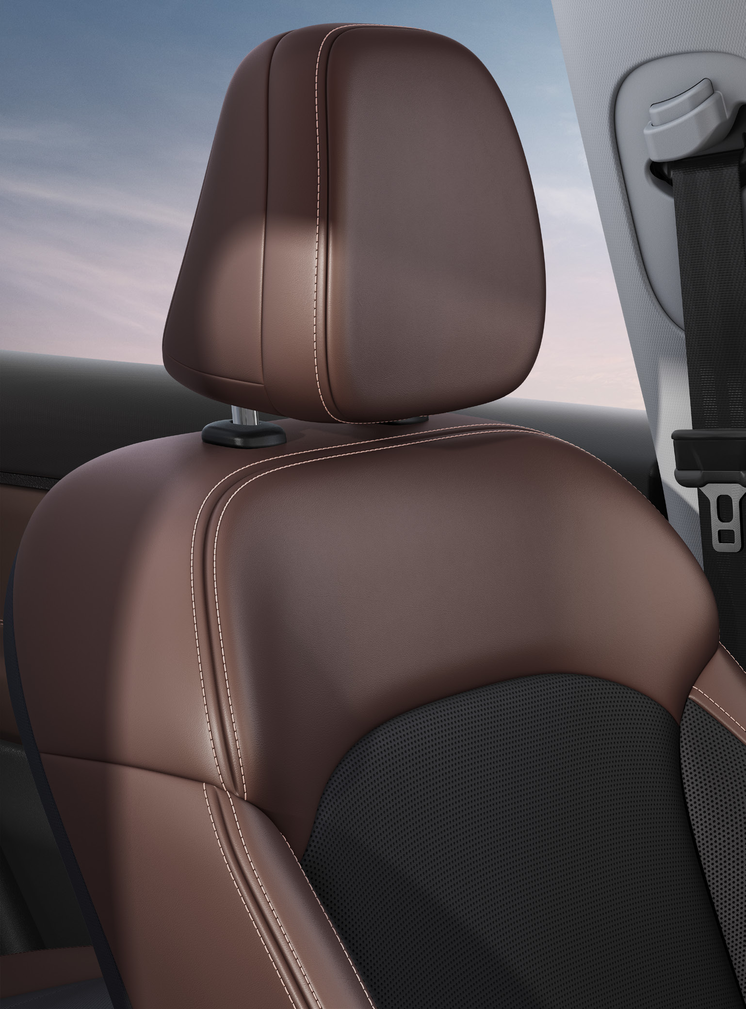 VinFast VF MPV 7 — Adjustable seat headrest with height-adjustable seatbelt anchor