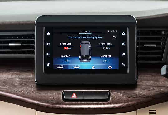 Toyota Rumion, Tyre pressure monitoring system shown on the touchscreen