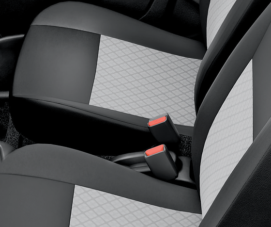 Maruti Suzuki Alto K10, Front seats with dual-tone fabric upholstery and seatbelt buckles
