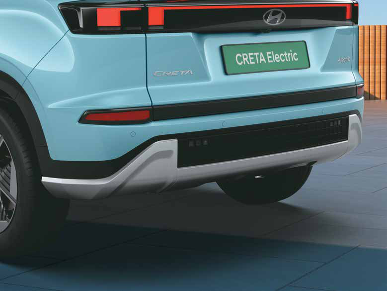 Hyundai Creta Electric — Pixelated graphic rear bumper with connected LED tail lamps
