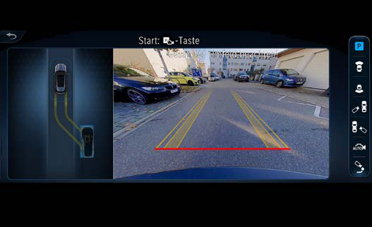 Mercedes-Benz Mercedes-AMG GLE 53 Coupe — Reversing camera with on-screen guide lines and a top-down parking view