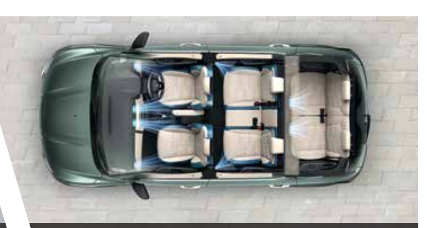 Nissan Gravite — Top view showing tropicalised AC airflow reaching all three rows of seats