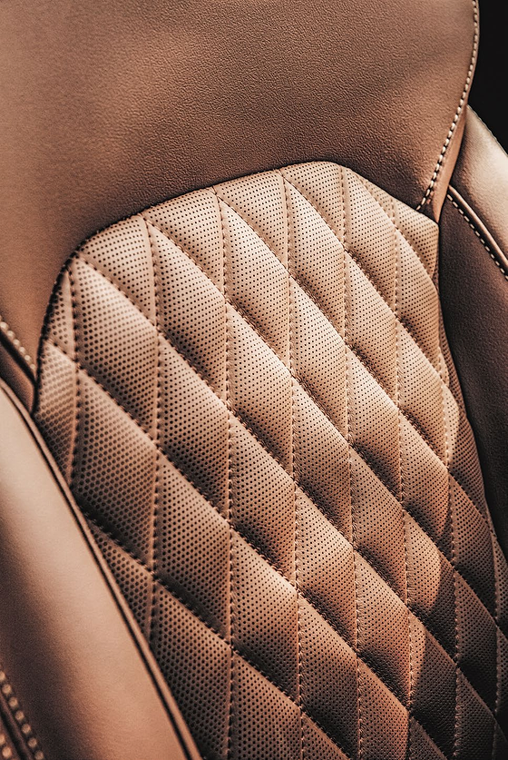MG Gloster, Diamond-quilted perforated-leather upholstery