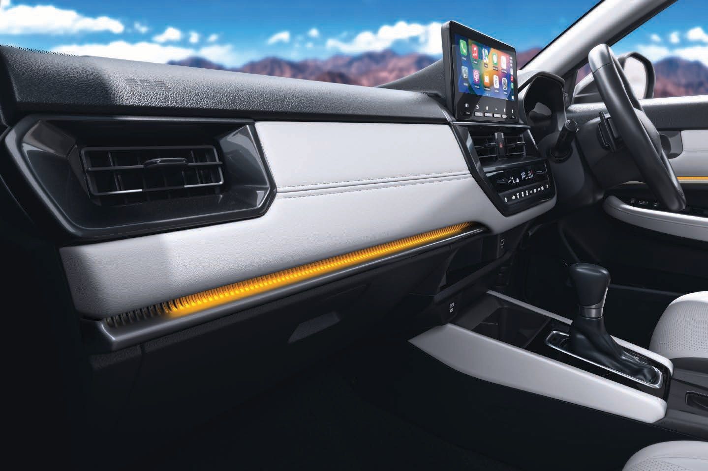 Honda Elevate, Wrap-around Active Orange ambient lighting along the dashboard and doors