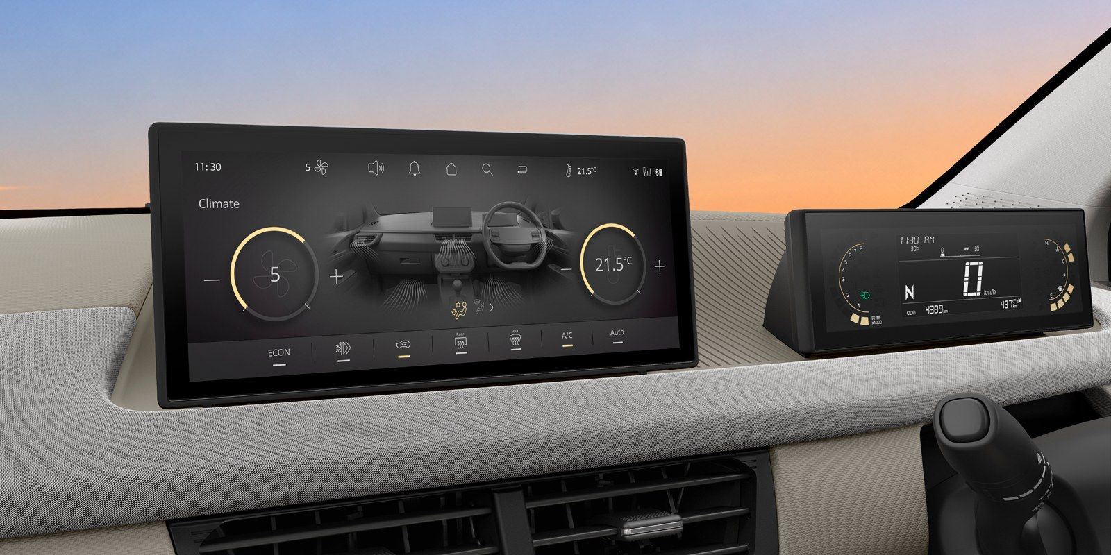 The OpenView dashboard with the floating touchscreen and Digital Island cluster
