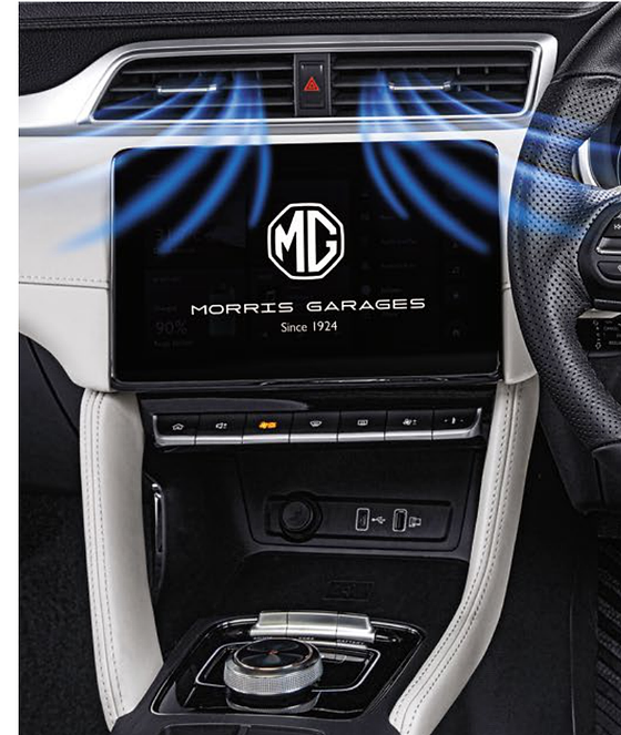 MG ZS EV, PM 2.5 cabin air filtration delivered through the dashboard vents