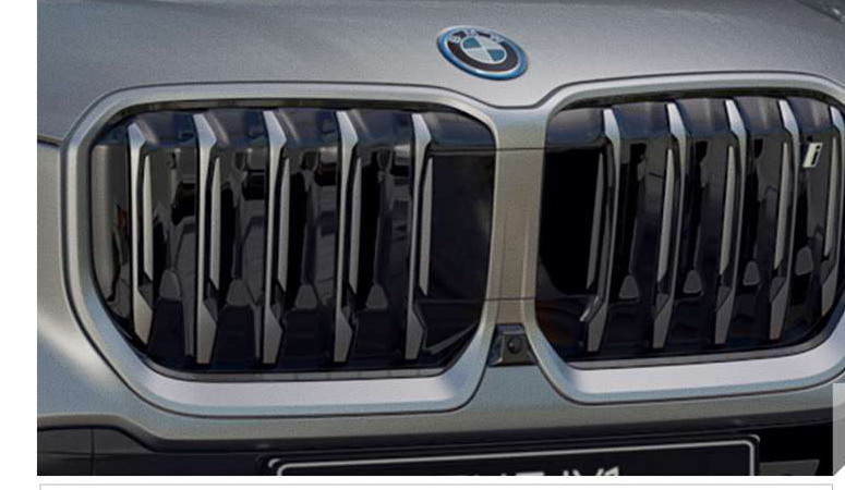 BMW iX1 — Large, almost-square double kidney grille at the front