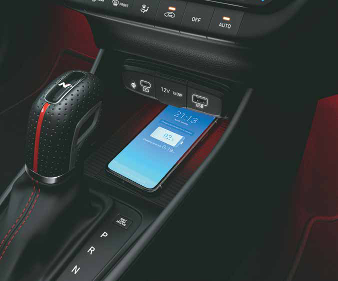 Hyundai i20 N Line — Wireless phone charger with fast USB Type-C charger