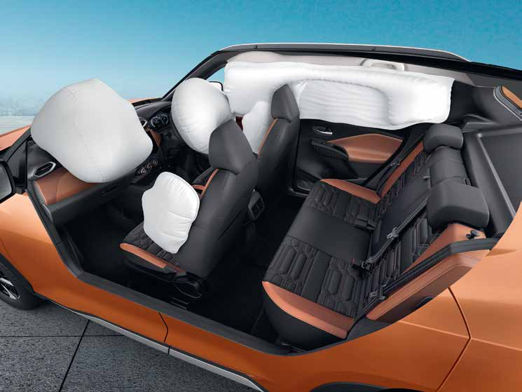 Nissan Magnite — Six airbags deployed across the front and rear cabin.