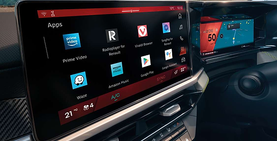 Renault Duster, openR link infotainment running native apps including Prime Video, Waze and Google Play
