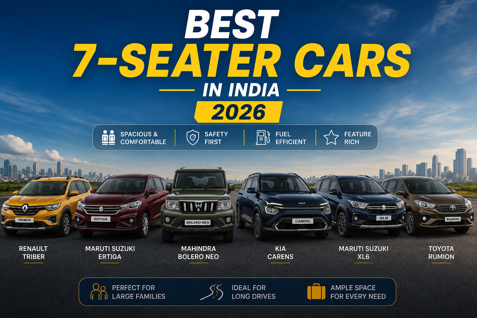 Best 7-Seater Cars in India 2026: Price, Mileage & List