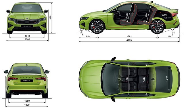 Skoda Octavia RS Liftback dimensions
