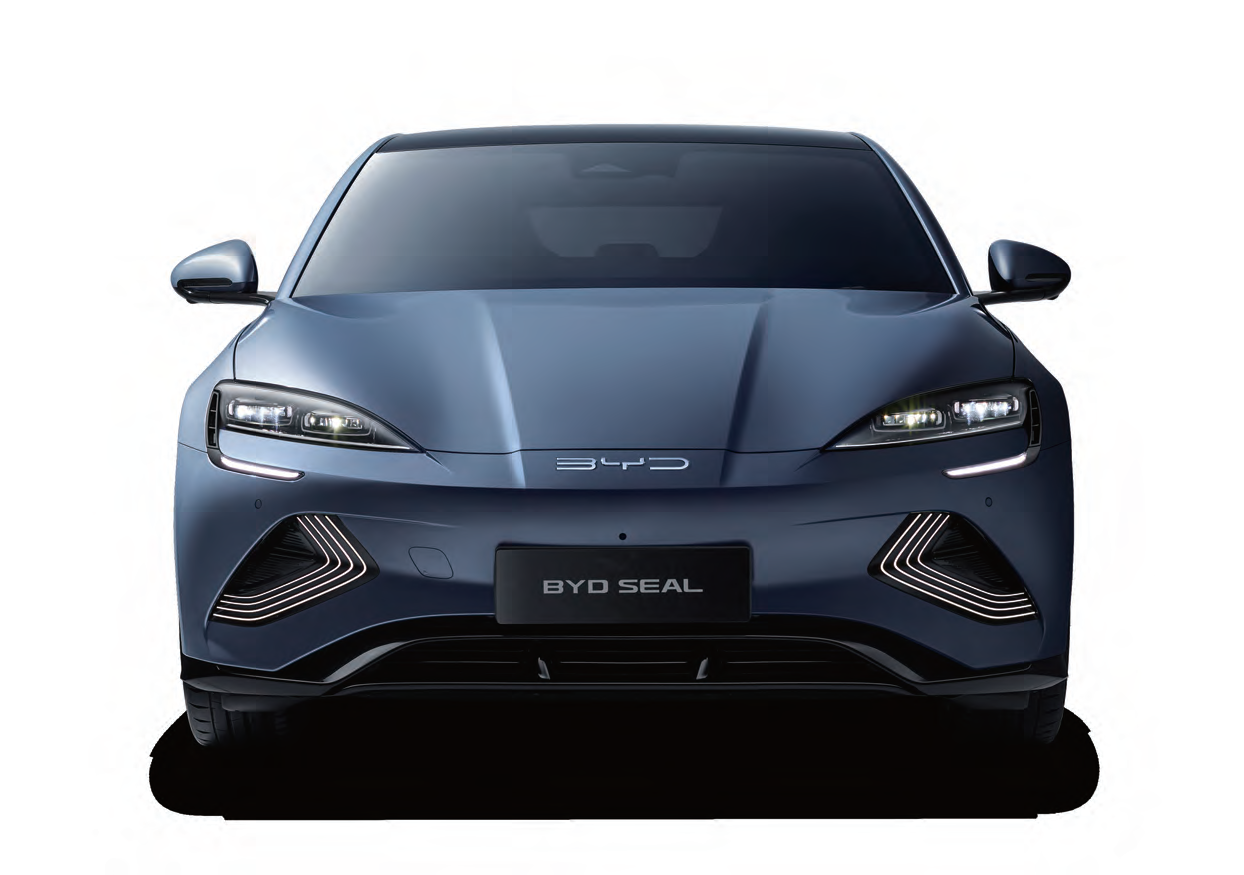 BYD Seal — Double-U floating LED headlights with slim linear LED lens design on the front fascia.
