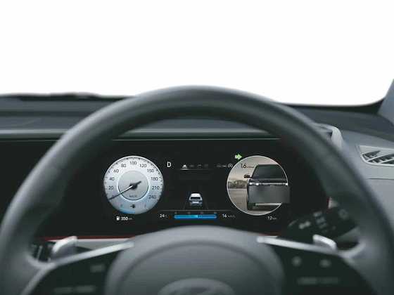Hyundai Creta, Blind-spot View Monitor: live side-camera feed in the cluster