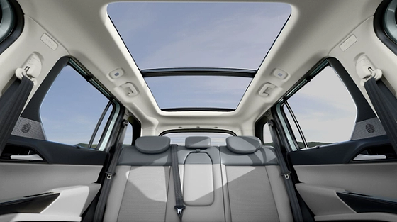 Tata Sierra EV, Panoramax panoramic sunroof - the segment's largest - over a rear bench with three adjustable headrests