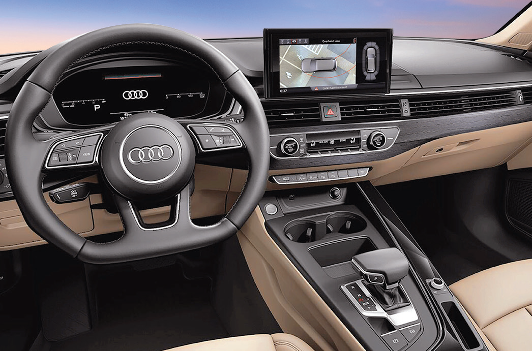Audi A4 — 360-degree overhead camera view for parking assistance