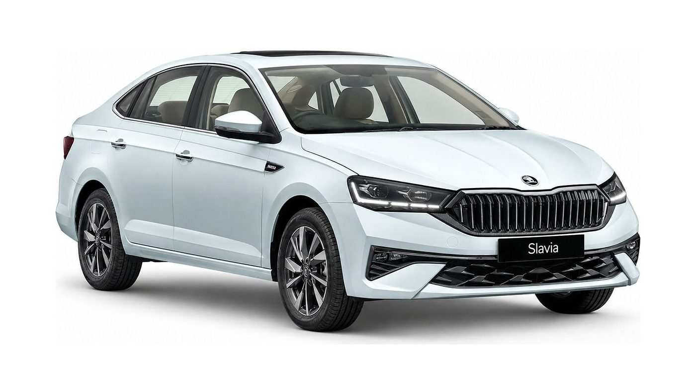 New Skoda Slavia facelift, front three-quarter view