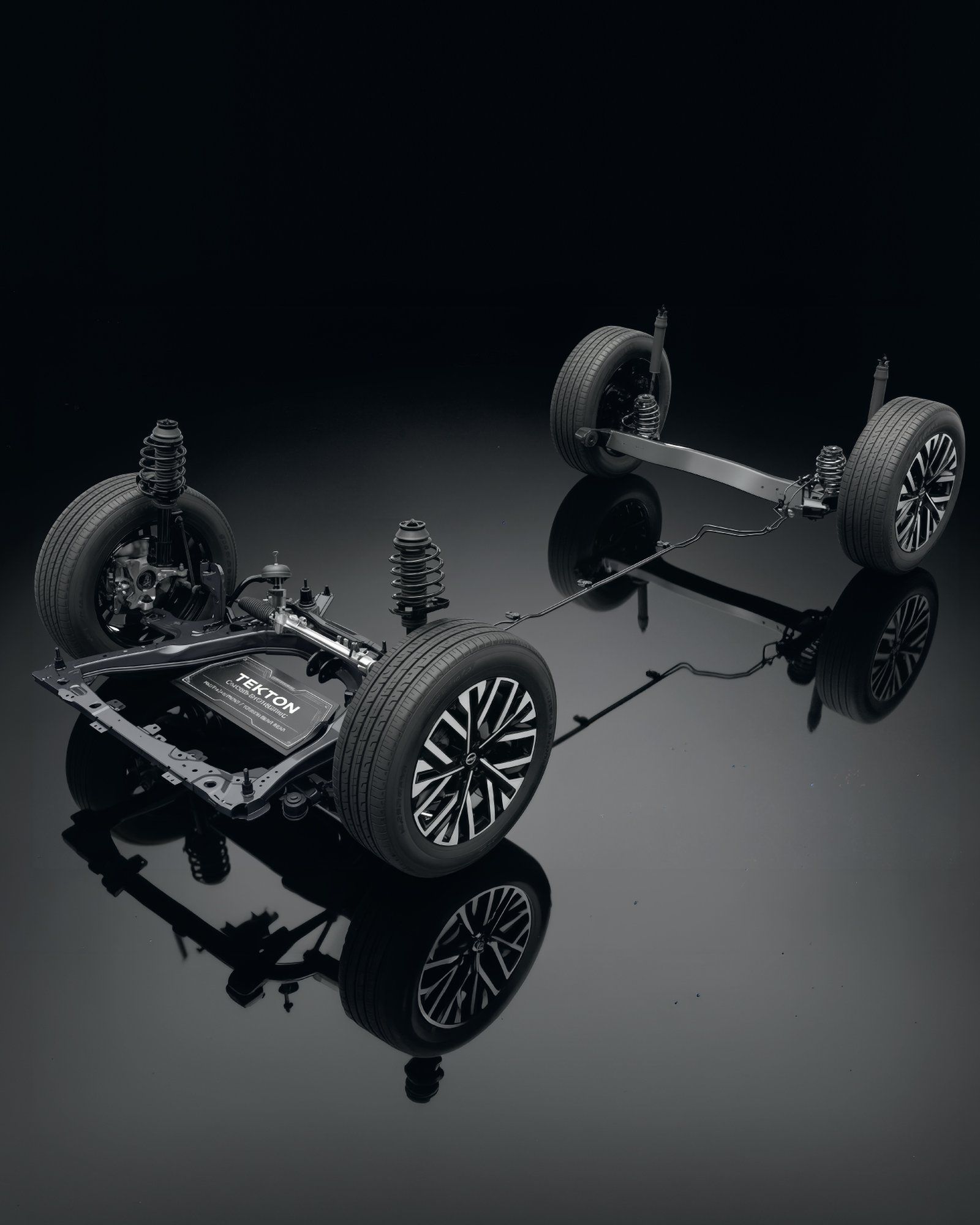 Nissan Tekton — Tuned shock absorbers and dual anti-roll bars under the Tekton chassis