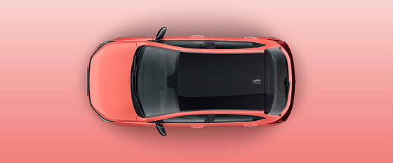 Tata Tiago, Dual-tone black roof runs the full length of the body, seen here from above