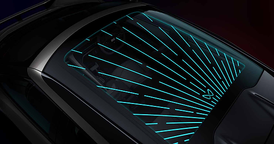 Mahindra BE 6, LightMeUp Infinity Roof with illuminated pattern and 16 million ambient hues