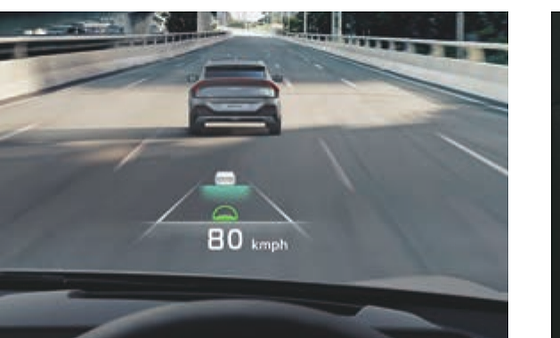 Kia EV6, Augmented Reality Head-up Display projecting speed and driving data onto the windshield.