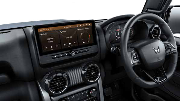 Mahindra Thar — 26.03 cm HD touchscreen infotainment with Android Auto and Apple CarPlay