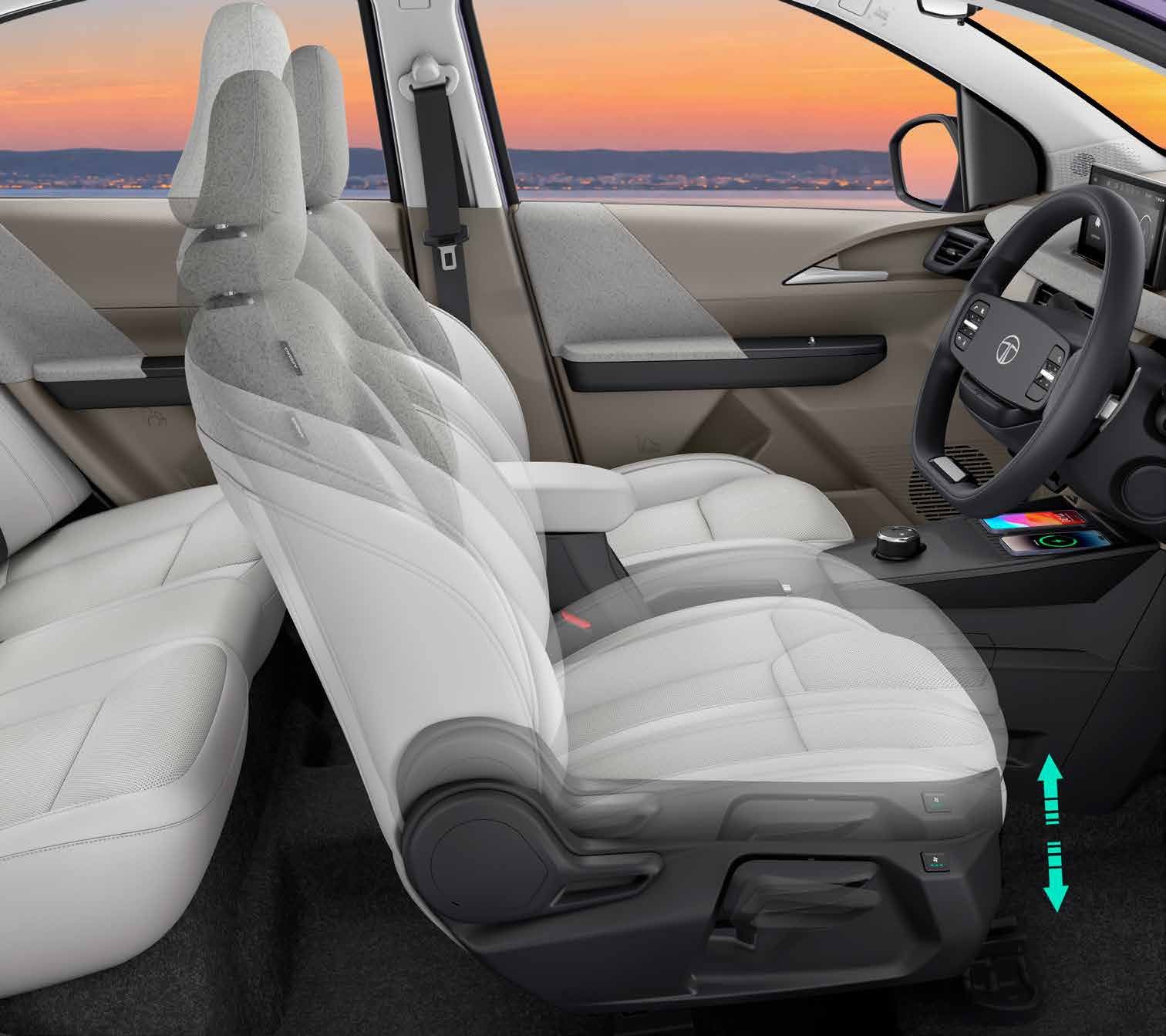 Tata Aeris, Height-adjustable driver seat, offered from the Pure persona up