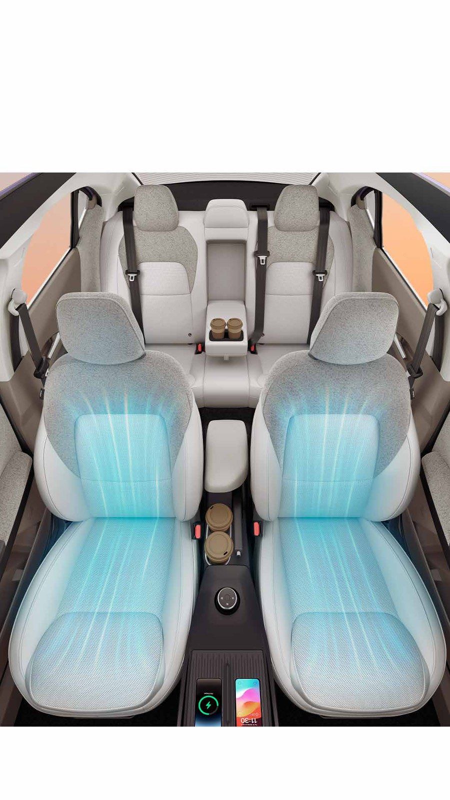 AeroLux ventilated leatherette front seats on the Tata Aeris Accomplished