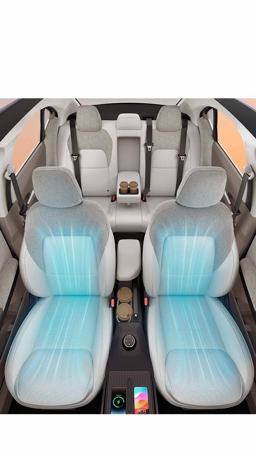 AeroLux ventilated leatherette front seats on the Tata Aeris Accomplished