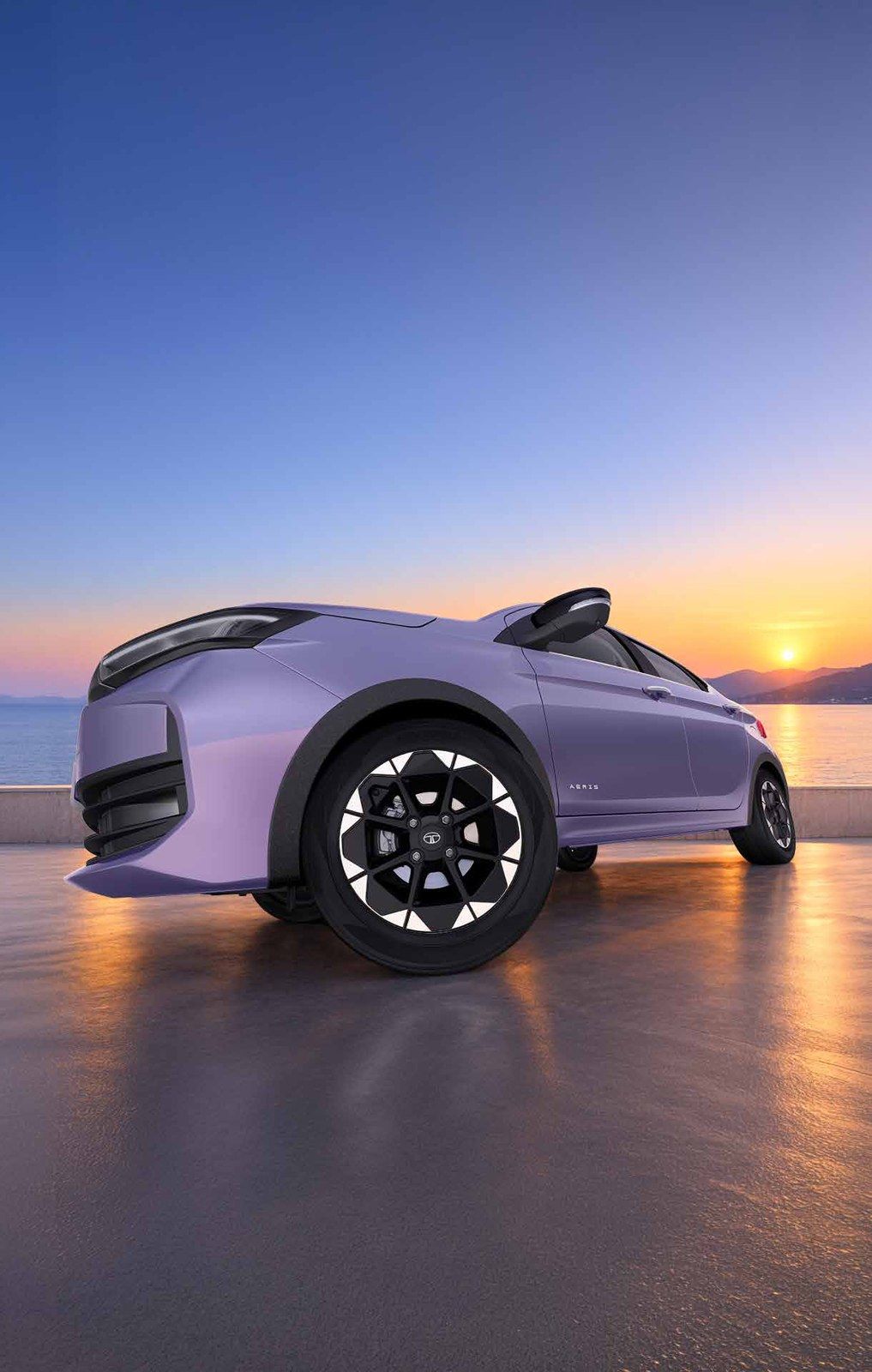 Tata Aeris, R15 Diamond Aero alloy wheels, fitted to the petrol Creative and Accomplished