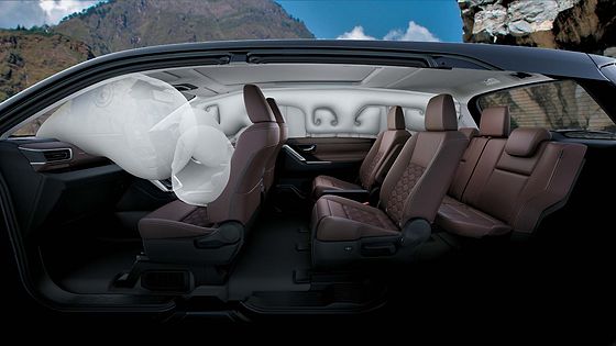 Toyota Innova Hycross, Six SRS airbags deploying across all seat rows