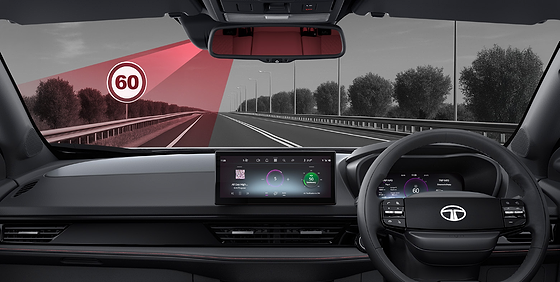 Tata Nexon, Traffic Sign Recognition - spots speed limits and key signs and shows them in real time
