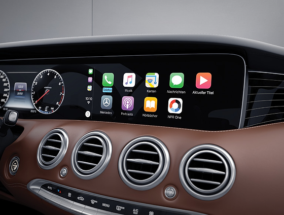 Mercedes-Benz Mercedes-AMG S 63 E Performance, Apple CarPlay smartphone integration shown on the central widescreen display