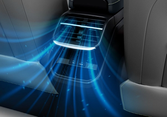 Tata Sierra EV, Rear AC vents with a 65W USB C+C fast-charging port below for rear passengers