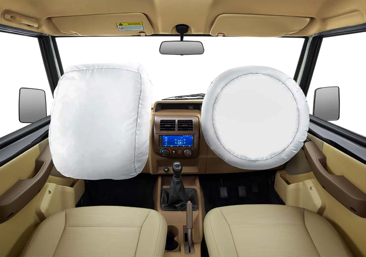 Mahindra Bolero — Dual front airbags with seat belt reminders