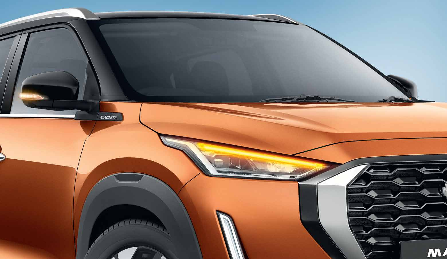 Nissan Magnite — LED bi-projector headlamp with LED lightsaber turn indicator.