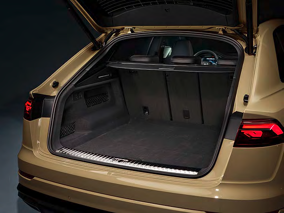 Audi Q8, 605-litre luggage compartment expanding to 1,755 litres with the rear bench folded.